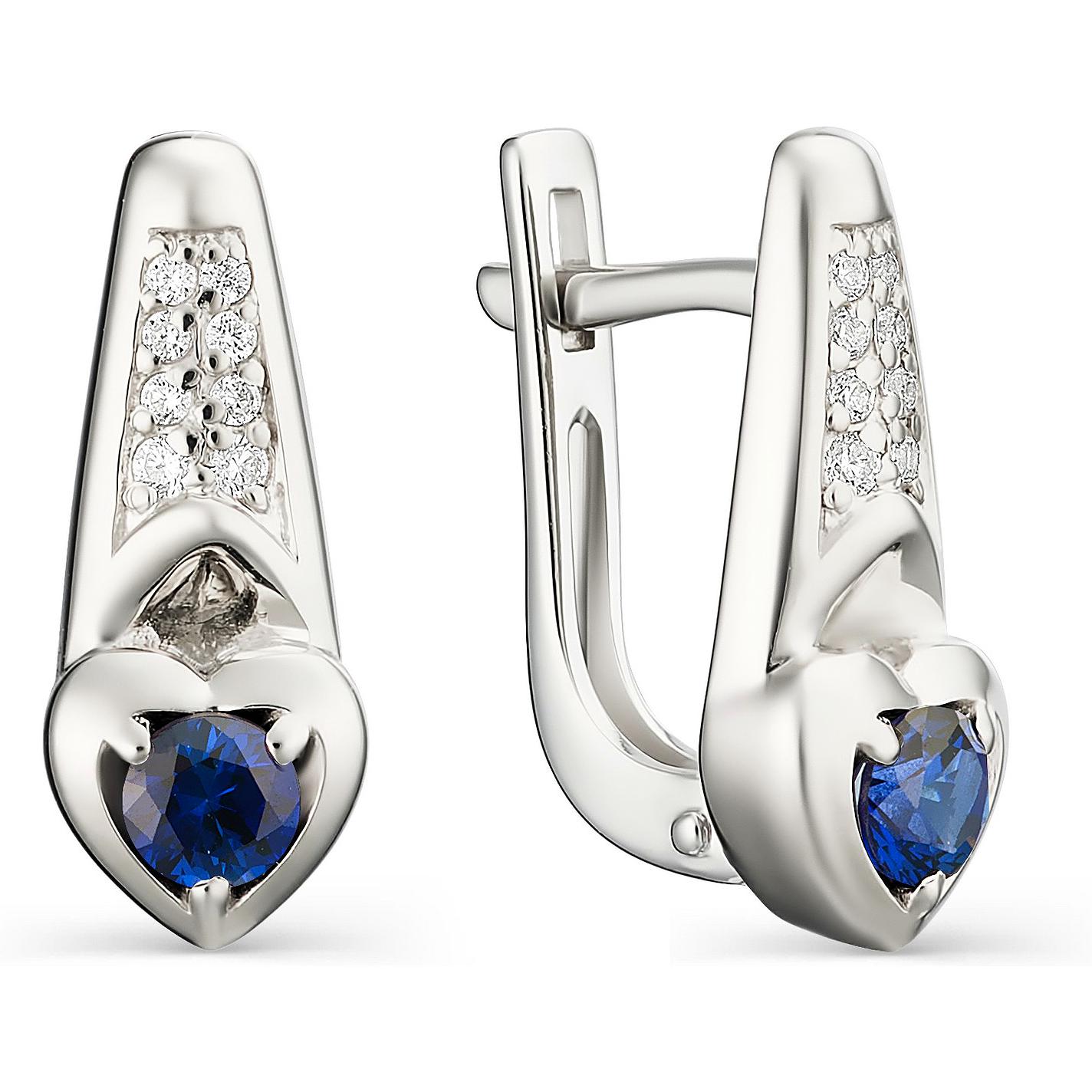 

Серьги женские из серебра АЛЬКОР 02-1083, сапфир/фианит, 02-1083