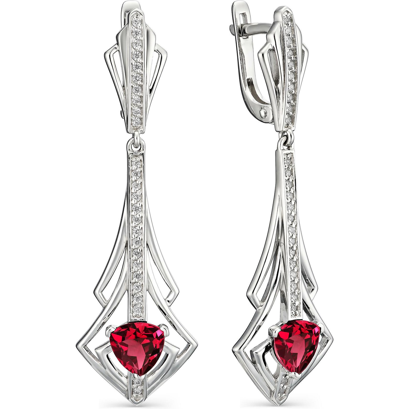 

Серьги женские из серебра АЛЬКОР 02-0988, гранат/фианит, 02-0988