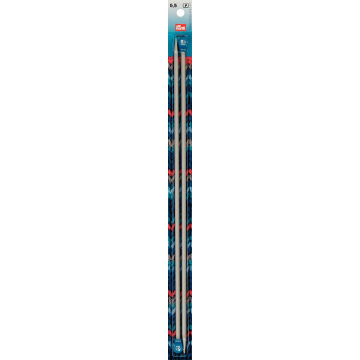 Спицы для вязания PRYM прямые с наконечниками, алюминий, 5,5мм 40см, 191479
