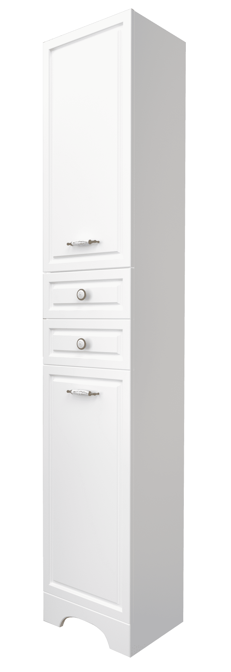 Пенал в ванную 1Marka Прованс напольный 2 дверцы 2 ящика цвет Белый глянец У59770