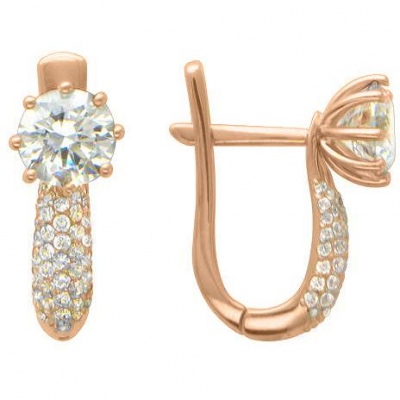

Серьги из красного золота с фианитом Эстет 01С114877, 01С114877