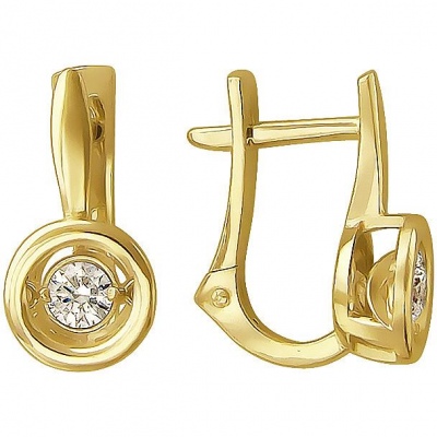 

Серьги из желтого золота с фианитом Эстет 01С137960, 01С137960