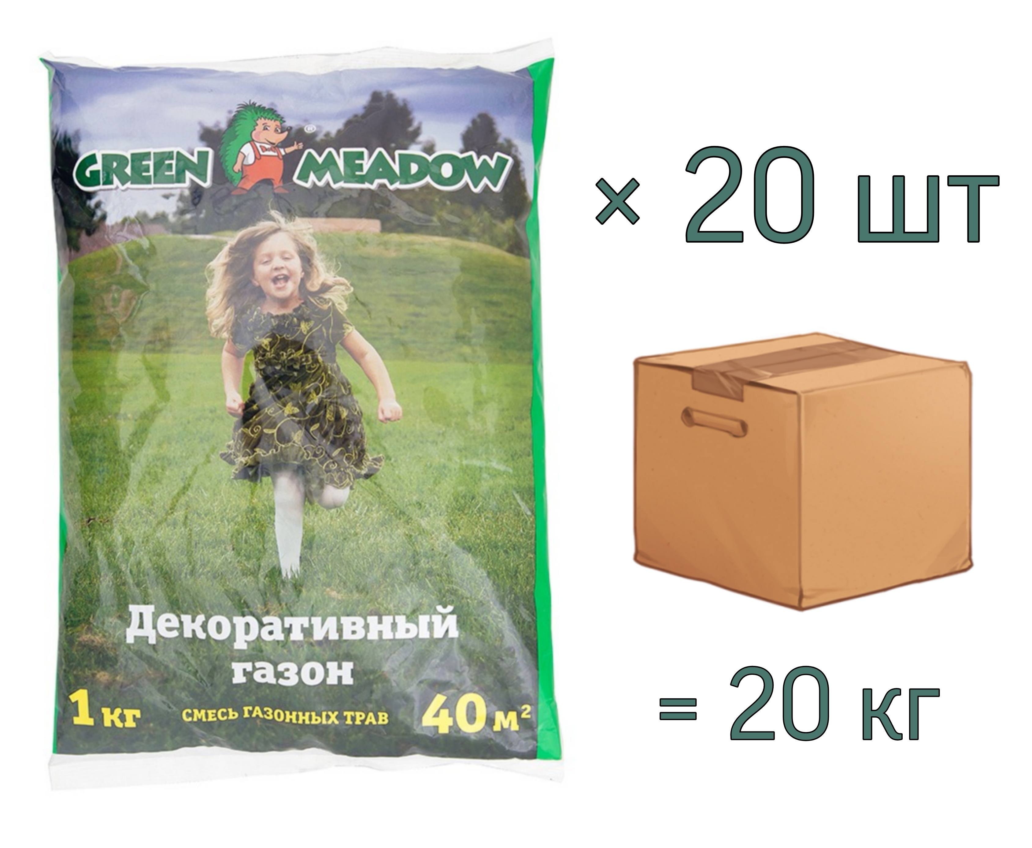 фото Семена газона декоративный стандартный green meadow, 1 кг х 20 шт (20 кг)