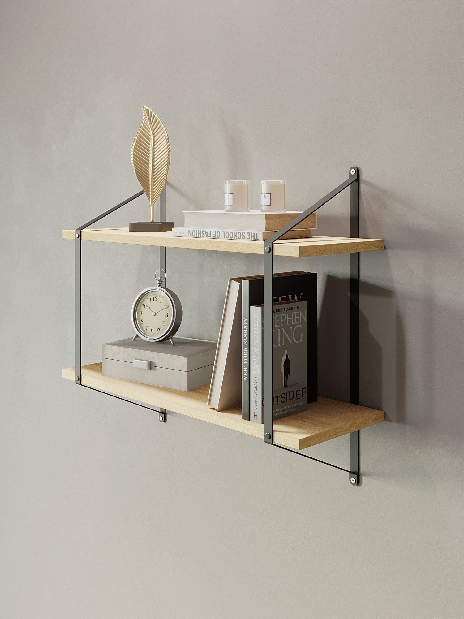 Полка для книг Пьетро черный/дуб сонома