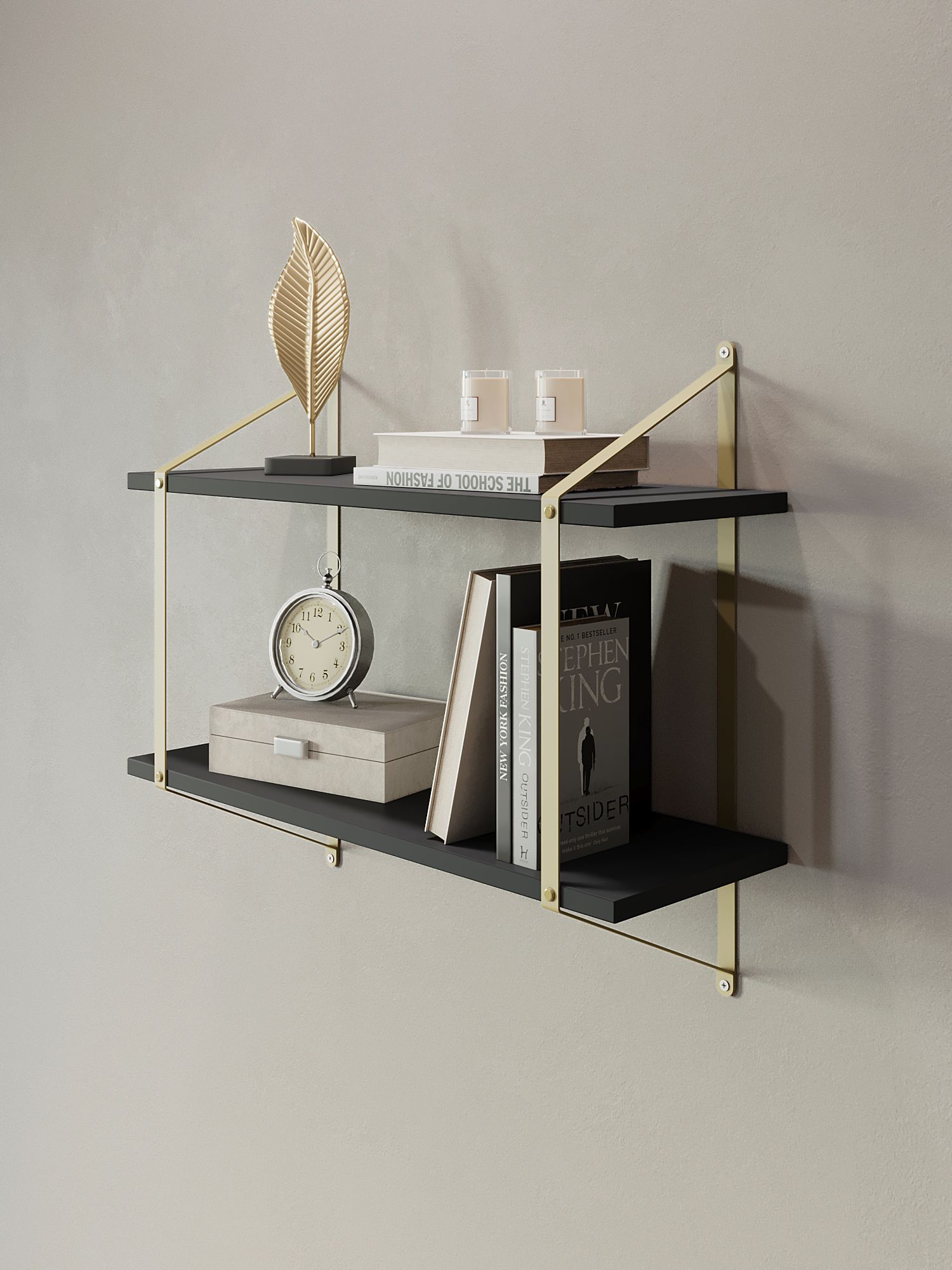 Полка для книг Пьетро золотой/черный