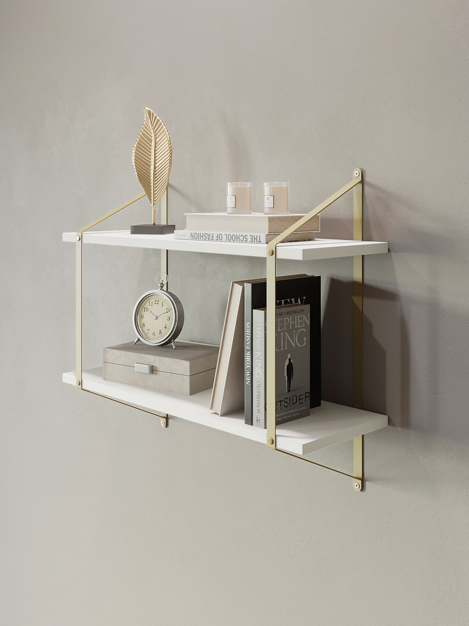 Полка для книг Пьетро золотой/белый
