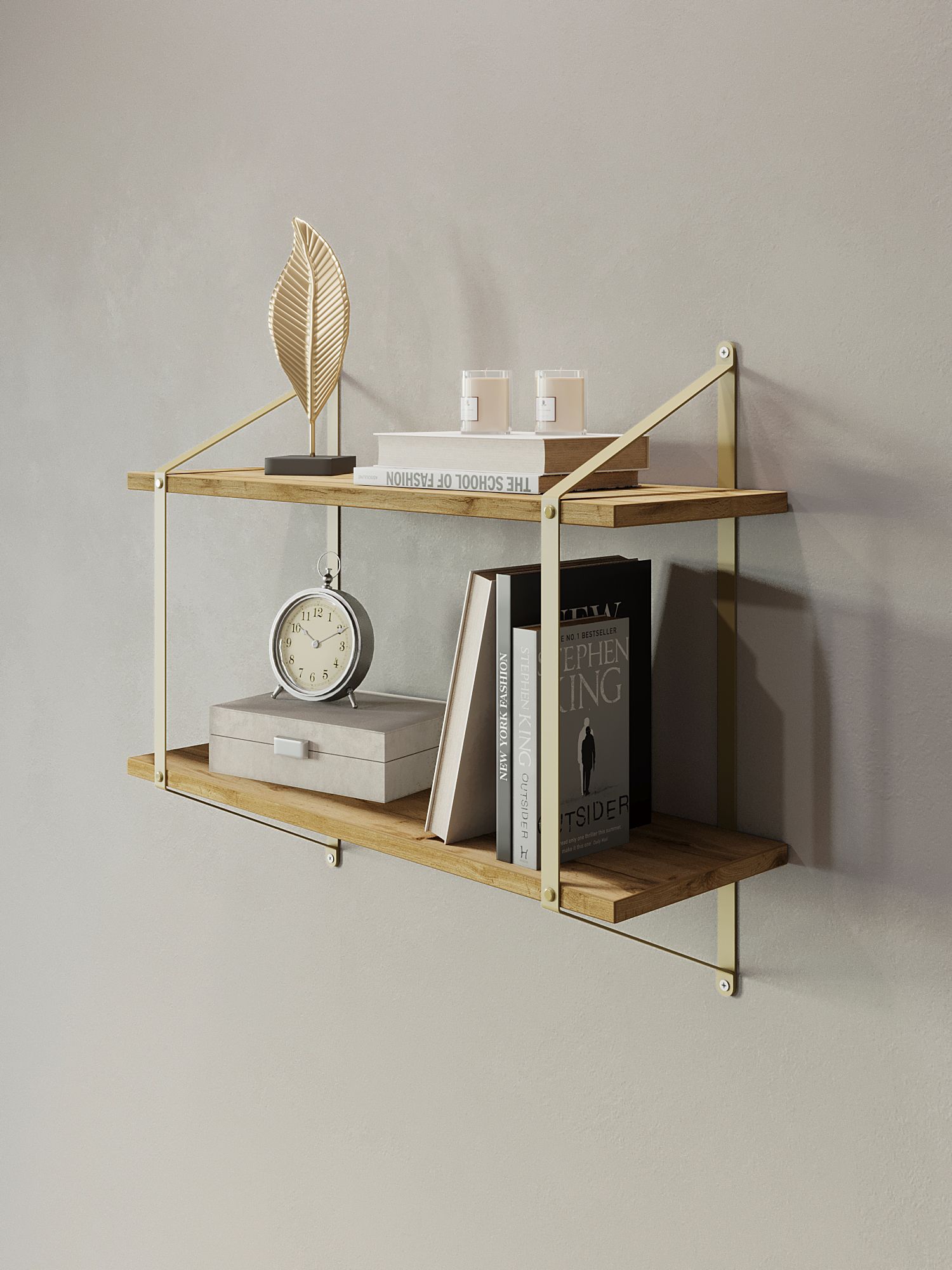 Полка для книг Пьетро золото/дуб вотан