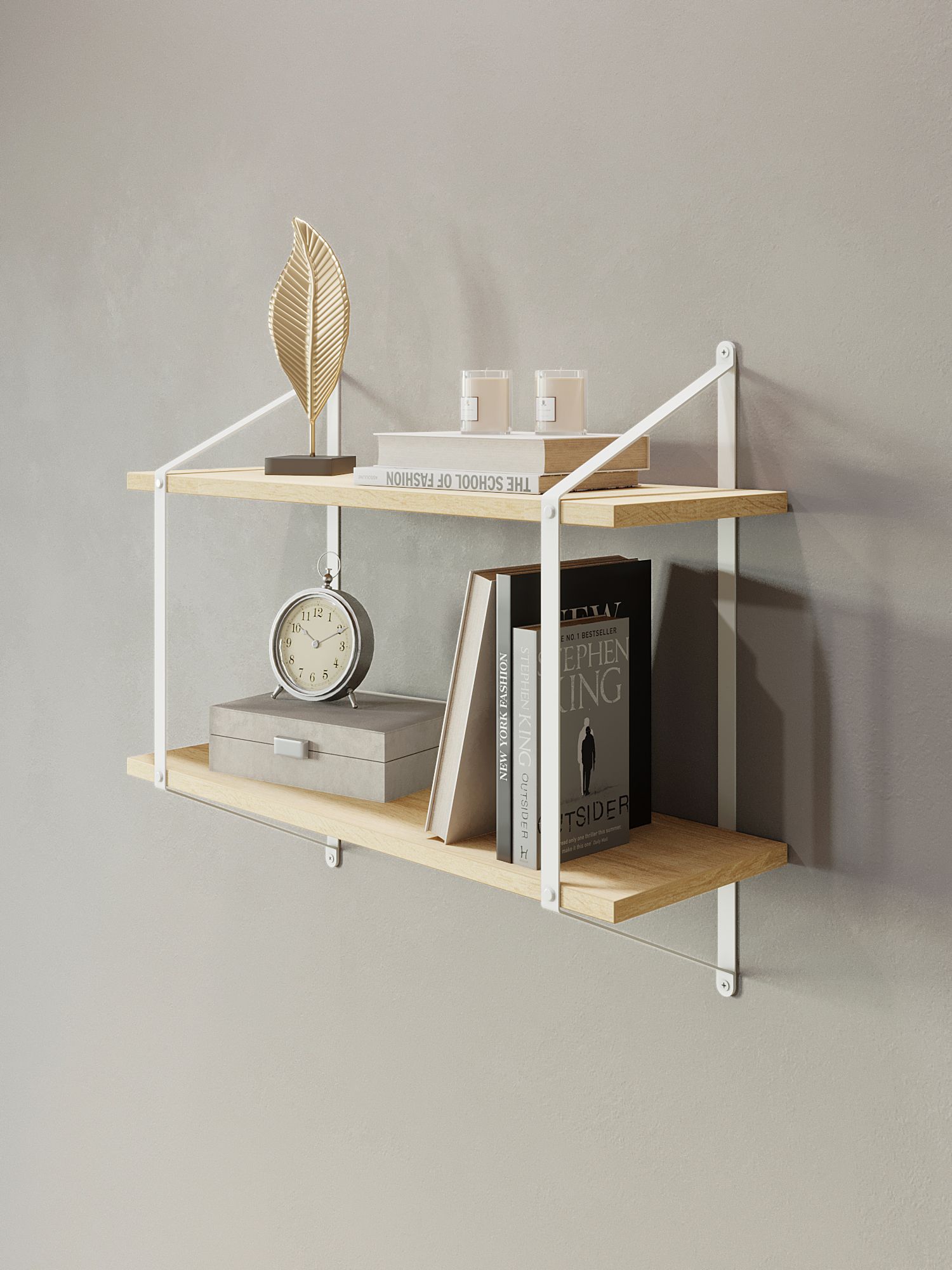 Полка для книг Пьетро белый/дуб сонома