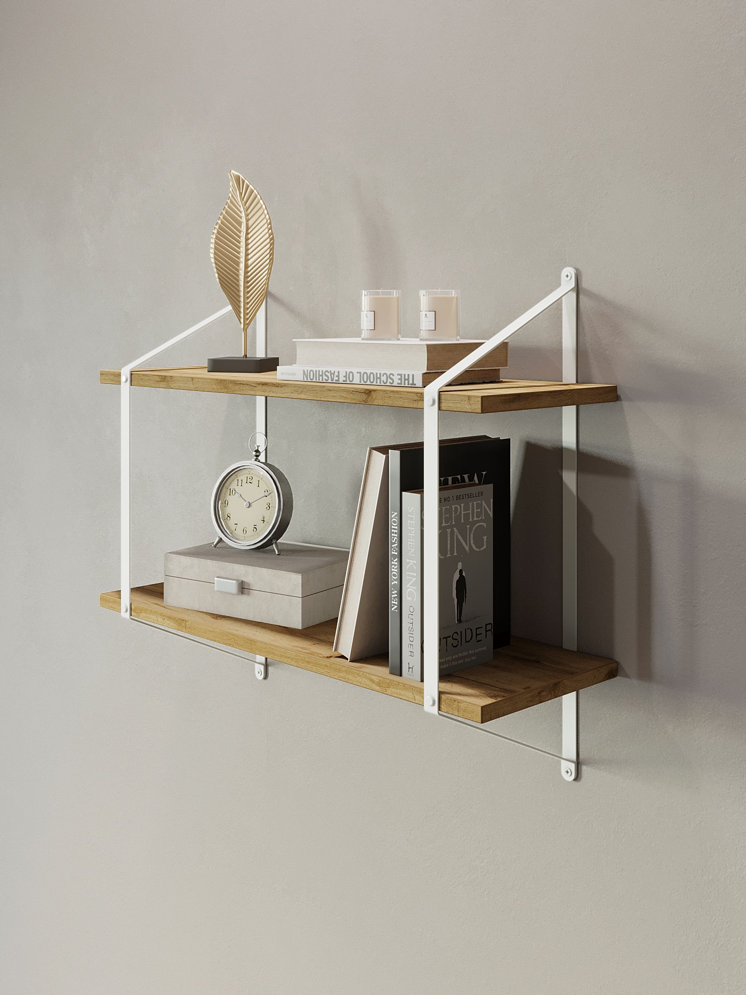 Полка для книг Пьетро белый/дуб вотан