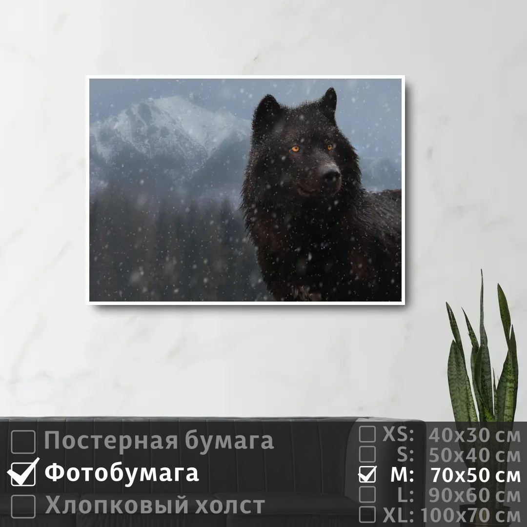 

Постер на фотобумаге ПолиЦентр Черный волк с желтыми глазами 70х50 см, ЧерныйВолкСЖелтымиГлазами