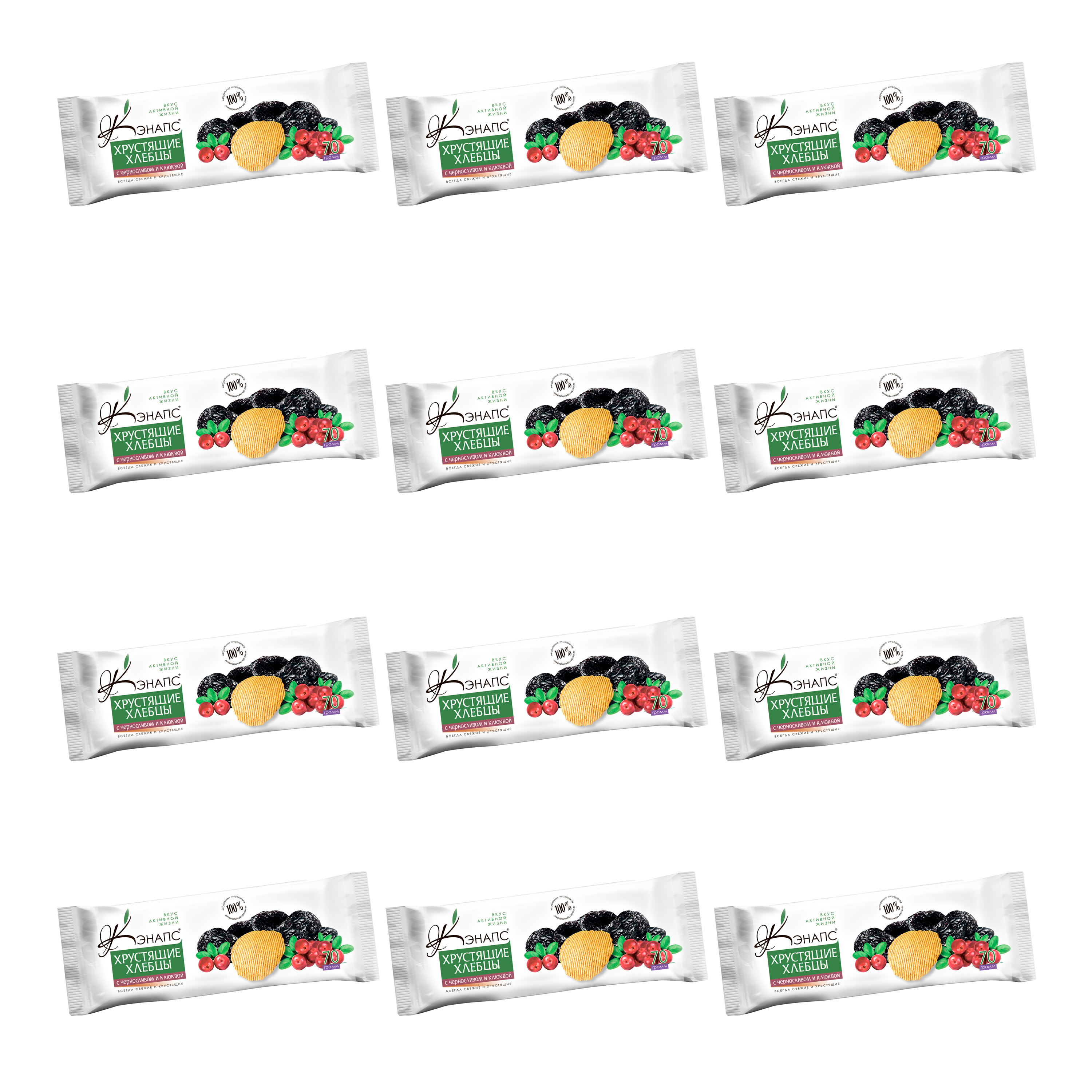 Хлебцы Кэнапс пшеничные С черносливом и клюквой, 70 г х 12 шт