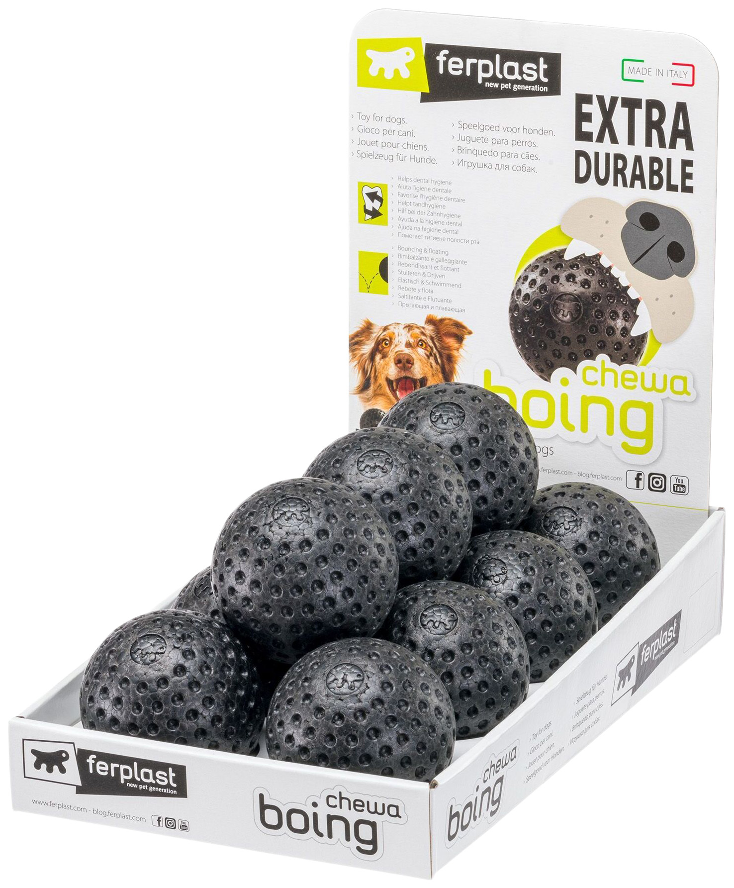 

Мяч Ferplast Chewa Boing жевательный в дисплее для собак L, 11 шт