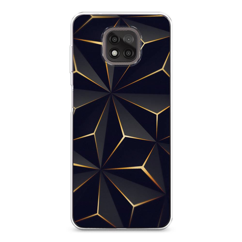 

Чехол на Motorola Moto G Power 2021 "Черные полигоны", Золотистый;черный, 242750-3