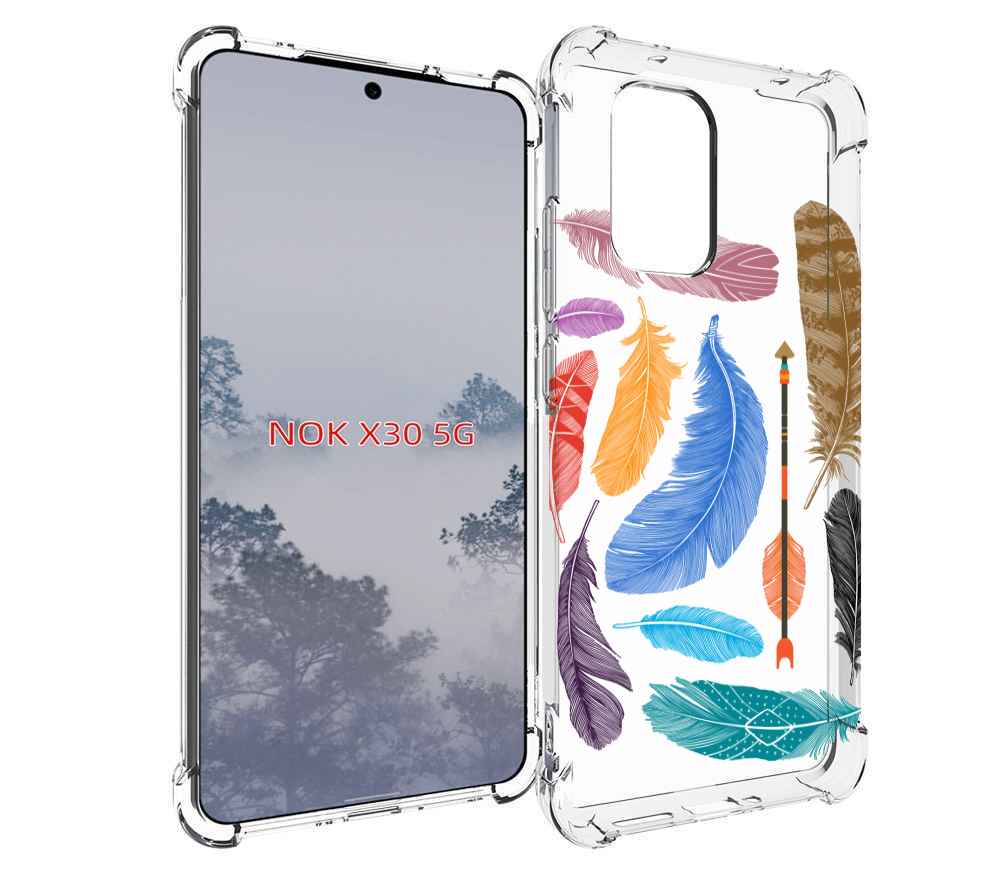 

Чехол MyPads разноцветные перья для Nokia X30 5G, Tocco