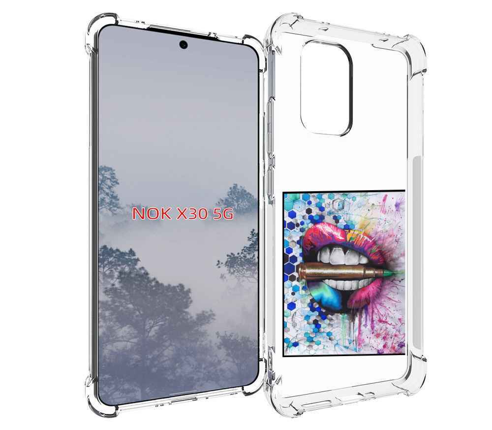 

Чехол MyPads разноцветные губы с пулей для Nokia X30 5G, Tocco