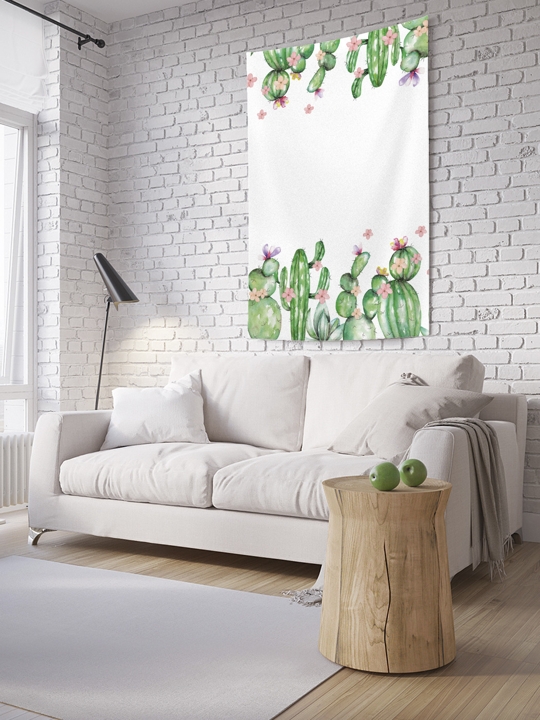 фото Вертикальное фотопанно на стену joyarty кактусовое обрамление 100x150 см