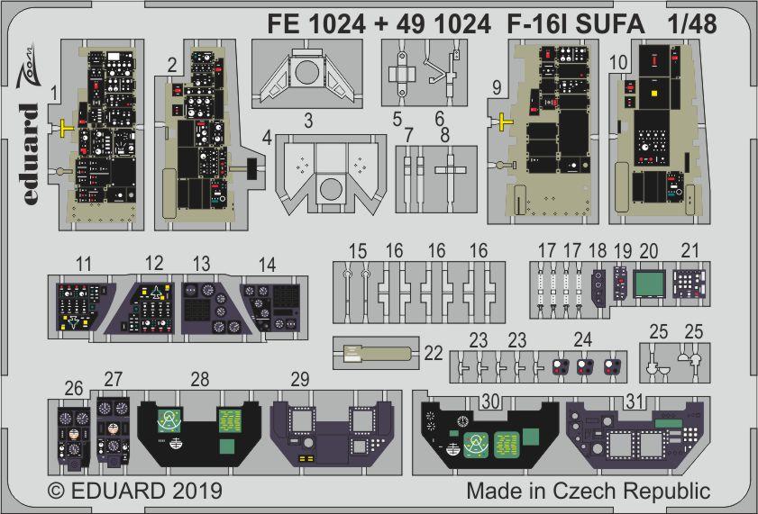 

Фототравление Eduard 491024 F-16I SUFA интерьер 1/48, Цветной