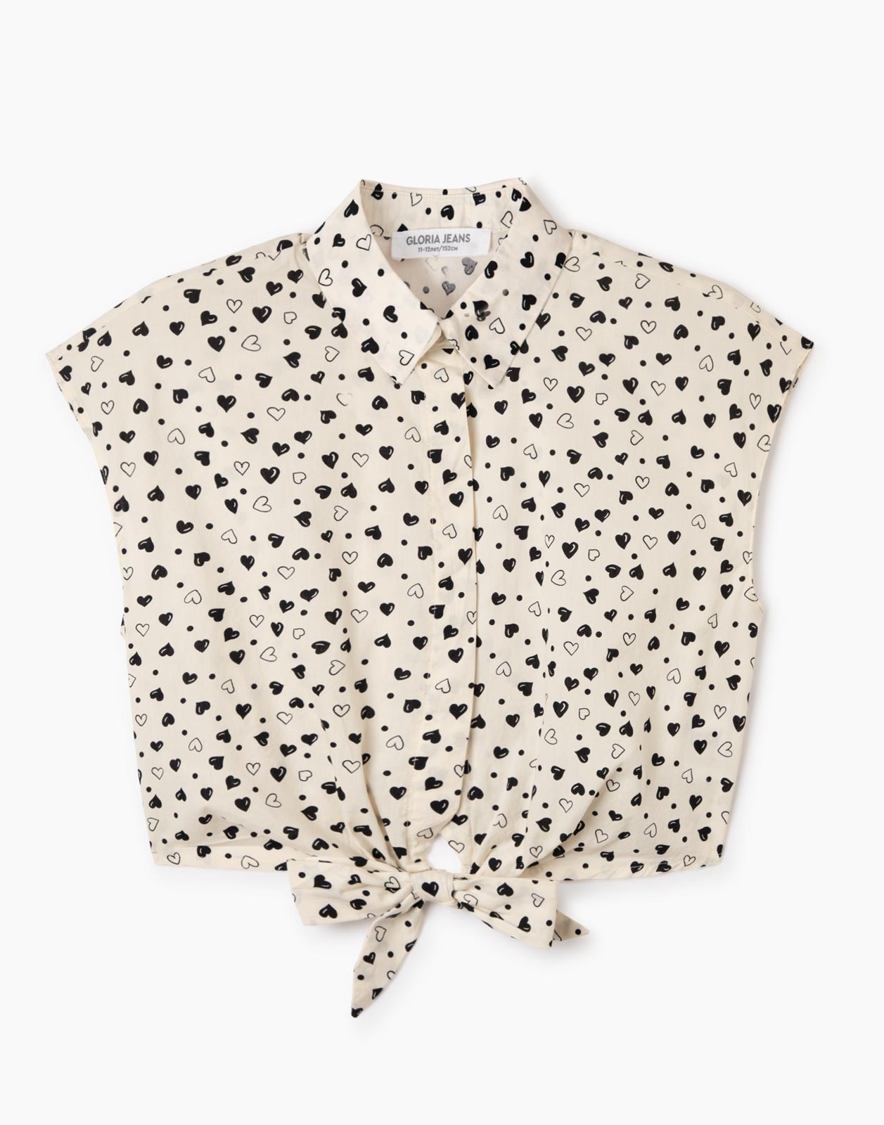 Молочная укороченная блузка с завязками для девочки 7-8л/128 (32)