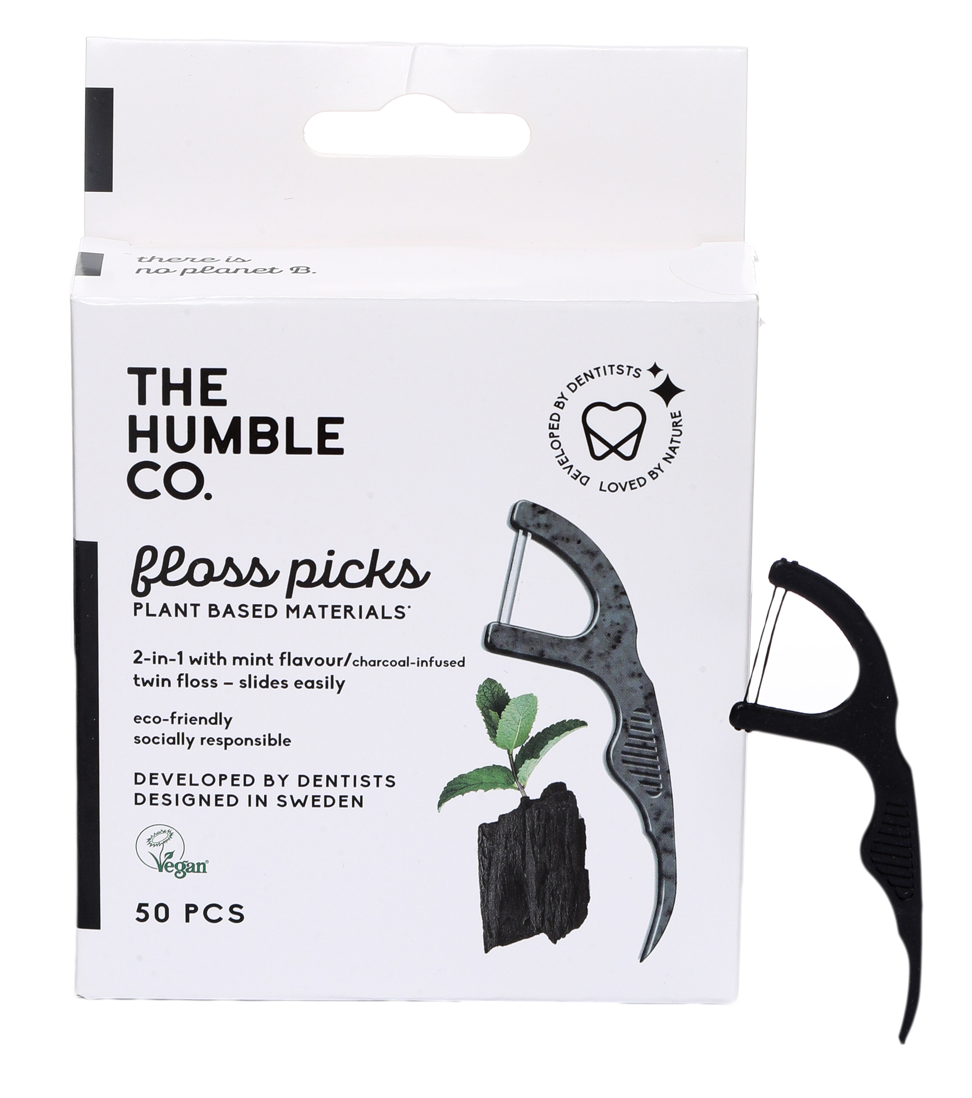 

Зубочистки с зубной нитью DENTAL FLOSS CHARCOAL PICKS, древесный уголь, 50 шт.