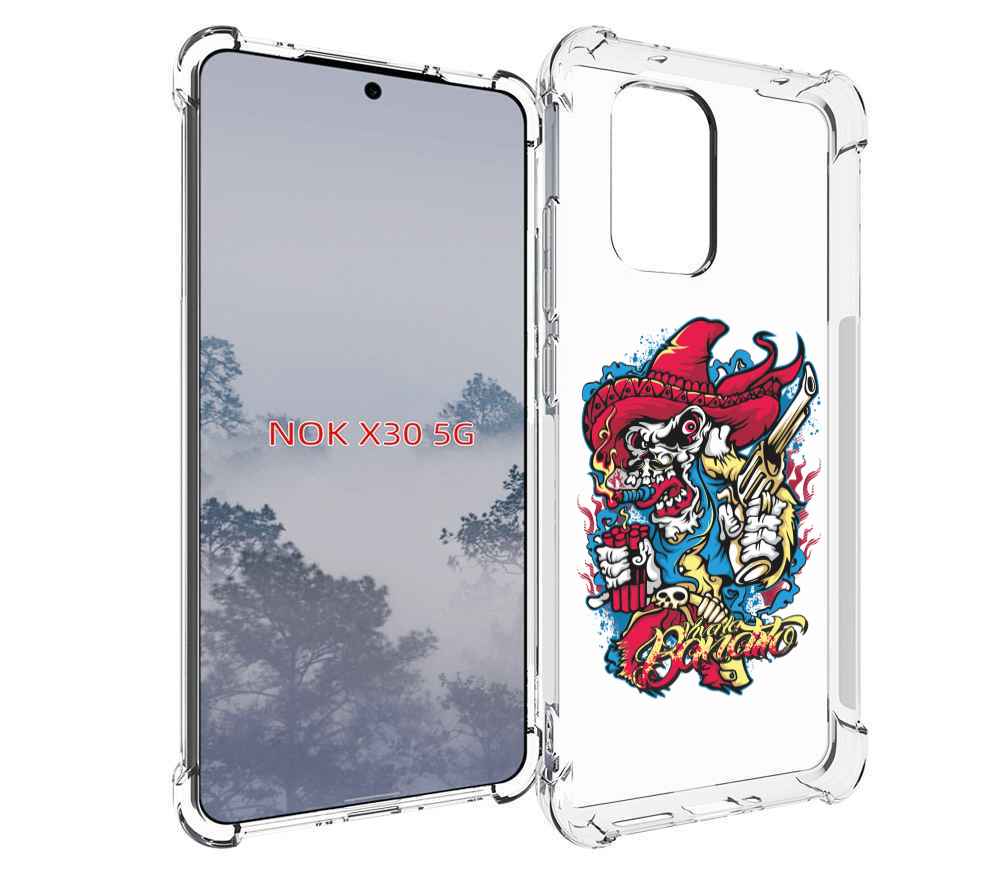 

Чехол MyPads нарисованный скелет с писталетом для Nokia X30 5G, Tocco