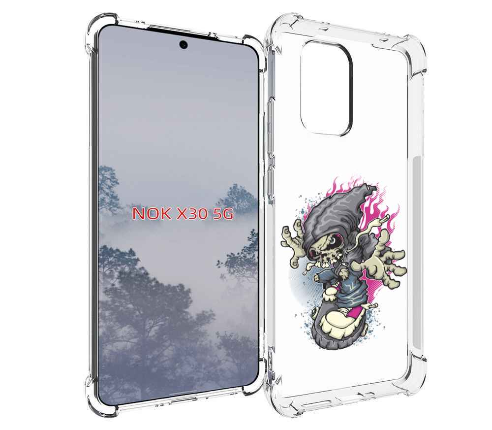

Чехол MyPads нарисованный скелет на скейт борде для Nokia X30 5G, Tocco