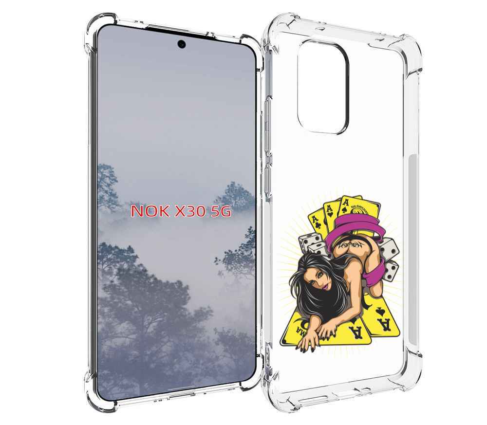 

Чехол MyPads нарисованная девушка с игровыми картами для Nokia X30 5G, Tocco