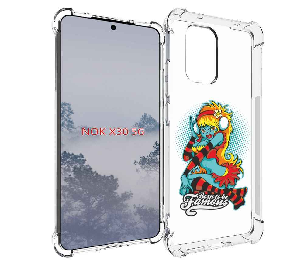 

Чехол MyPads нарисованная девушка в наушниках для Nokia X30 5G, Tocco
