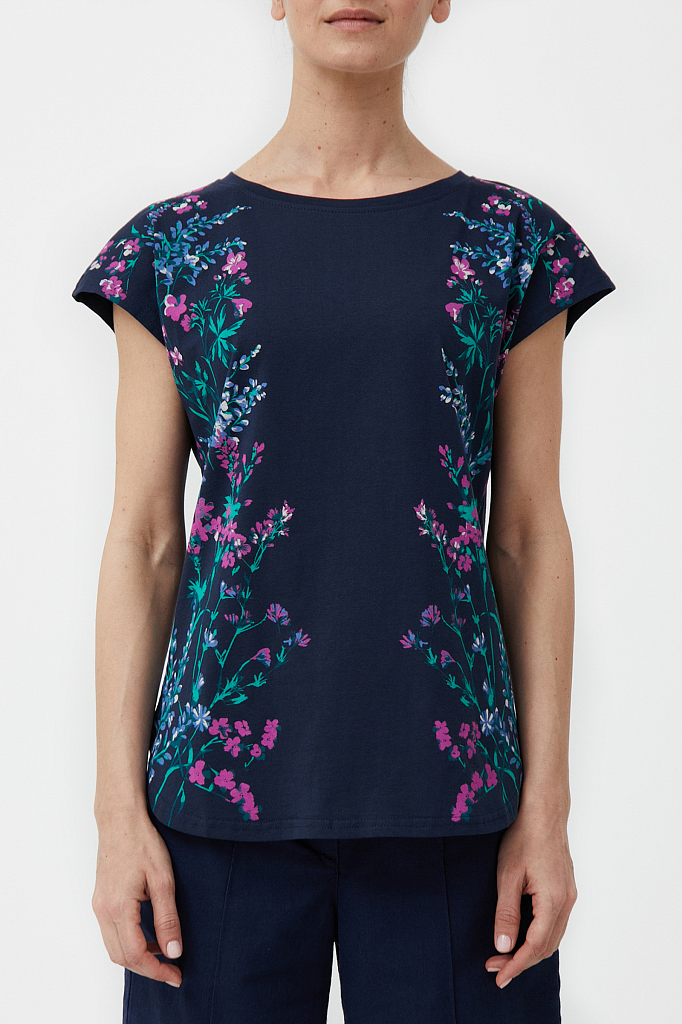 

Футболка женская Finn Flare S21-11088 синяя XL