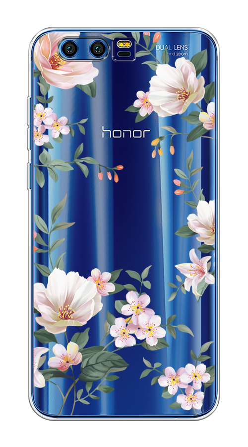 

Чехол на Honor 9 "Beautiful white flowers", Бежевый;зеленый, 62450-1