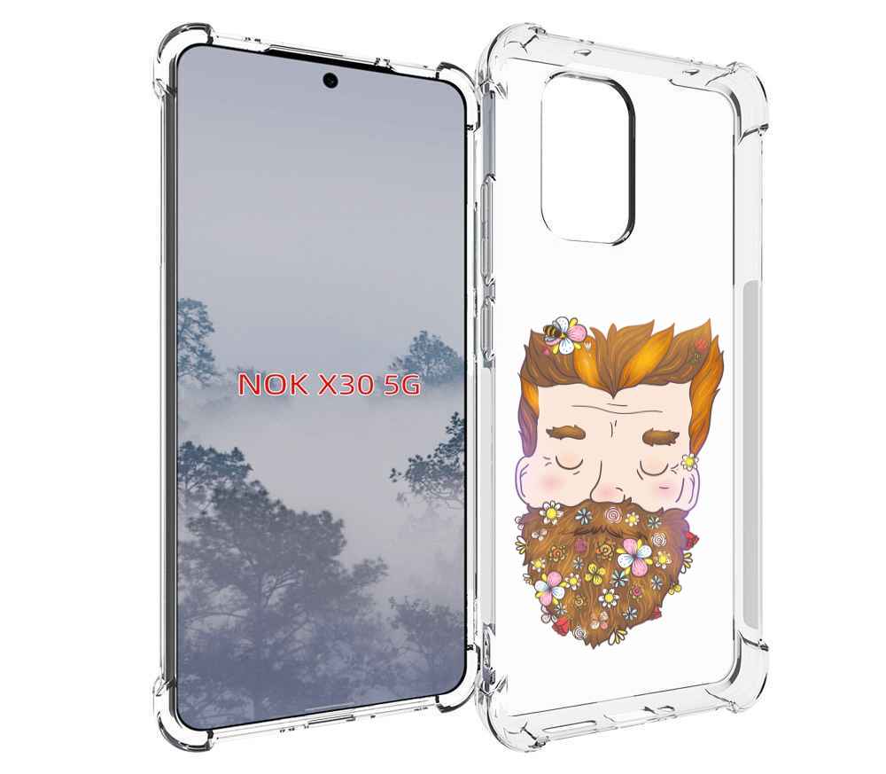 

Чехол MyPads мужчина с цветами в бороде для Nokia X30 5G, Tocco