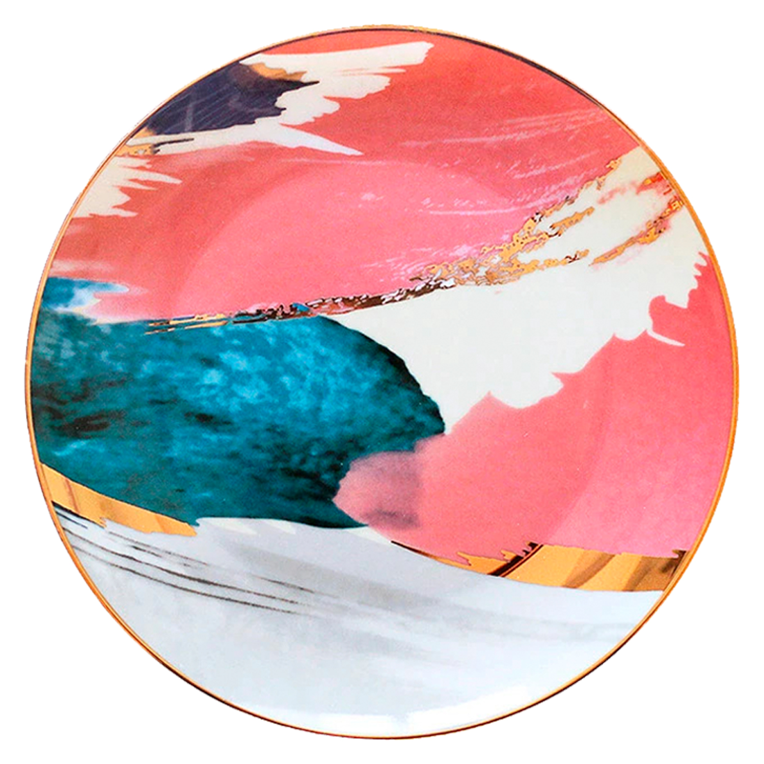 фото Сервировочная тарелка 26 см, "акварельный узор", цвет розовый, синий., marma mm-plt-111