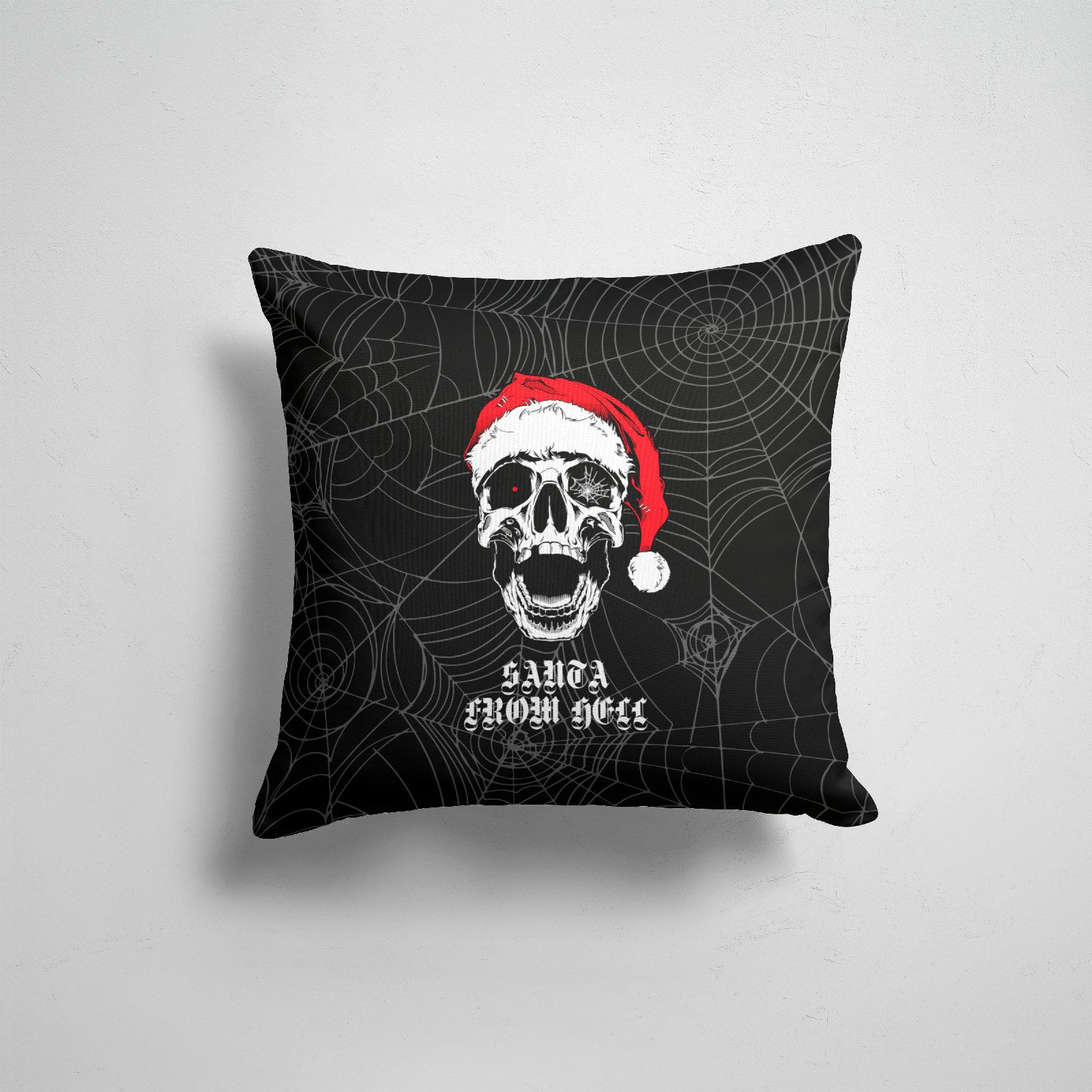 

Подушка декоративная 45х45см Черепа и скелеты Santa Сlaus from hell, Разноцветный