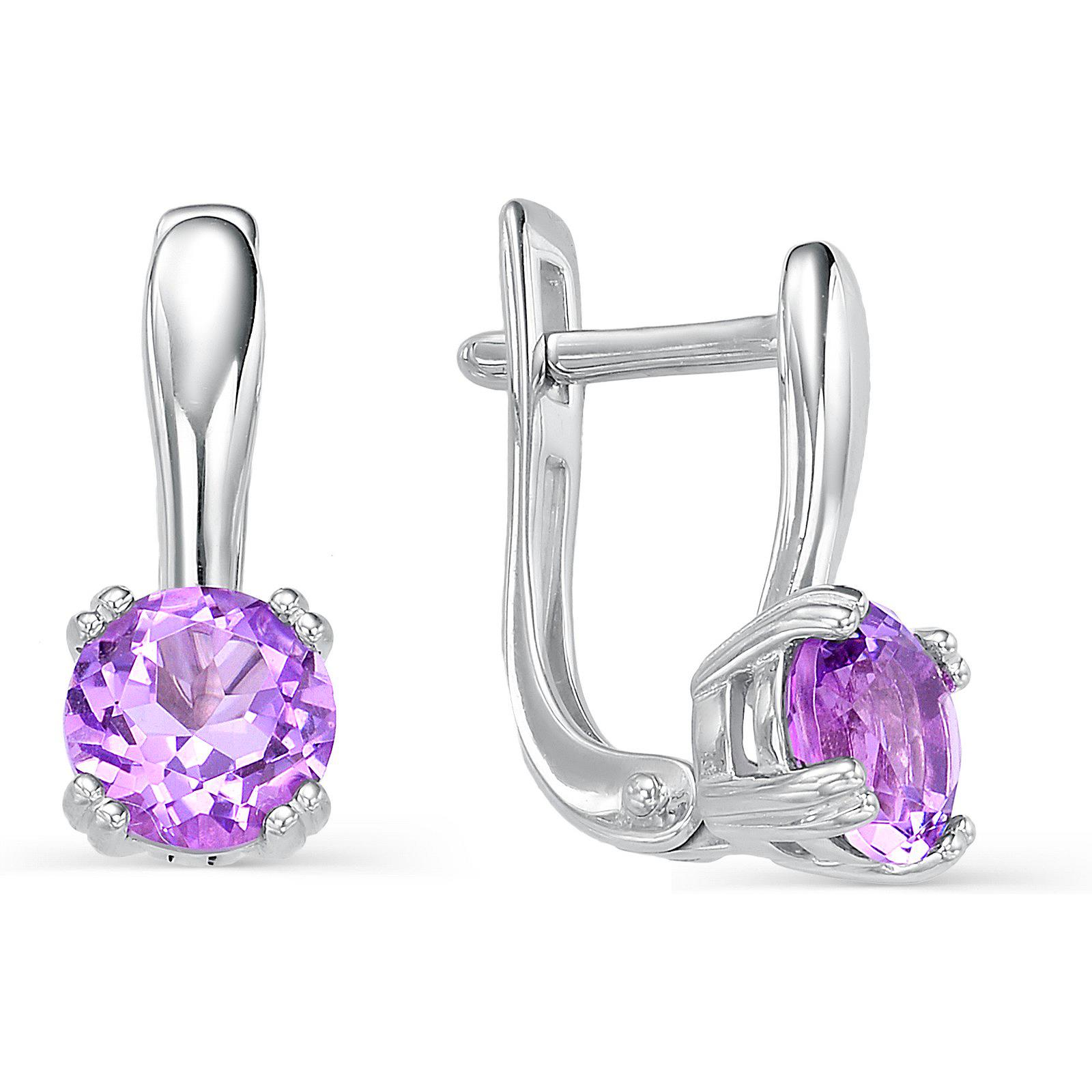 

Серьги женские из серебра АЛЬКОР 02-0023, аметист, 02-0023