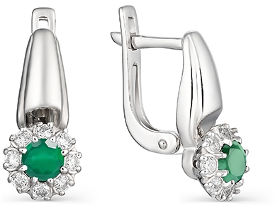 

Серьги женские из серебра АЛЬКОР 02-0888, агат/фианит, 02-0888