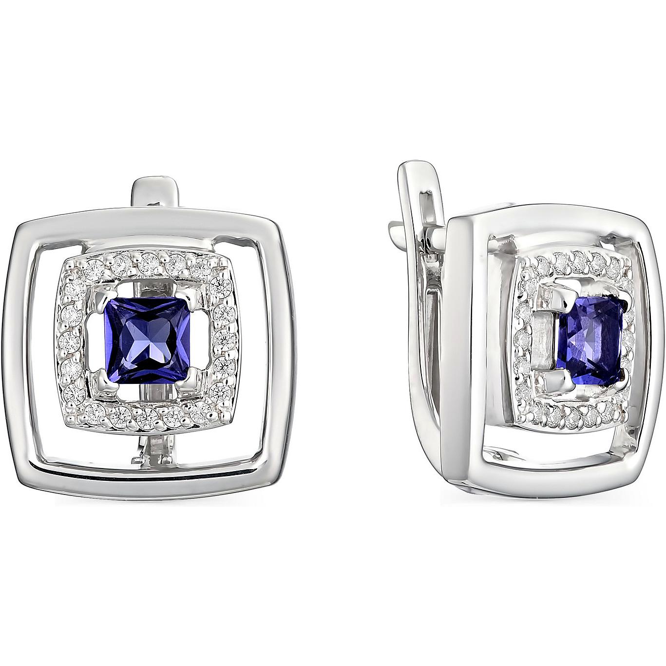 

Серьги женские из серебра АЛЬКОР 02-0768, сапфир/фианит, 02-0768