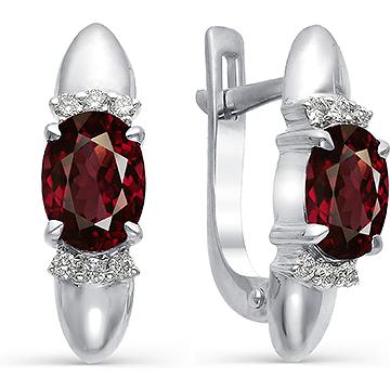 

Серьги женские из серебра АЛЬКОР 02-0273, гранат/фианит