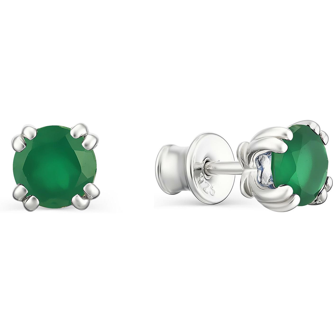 

Серьги-пусеты из серебра АЛЬКОР 02-1195, агат, 02-1195
