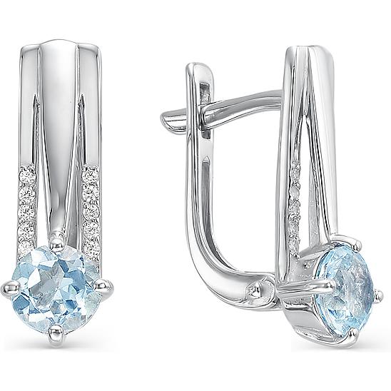

Серьги женские из серебра АЛЬКОР 02-0341, топаз/фианит, 02-0341