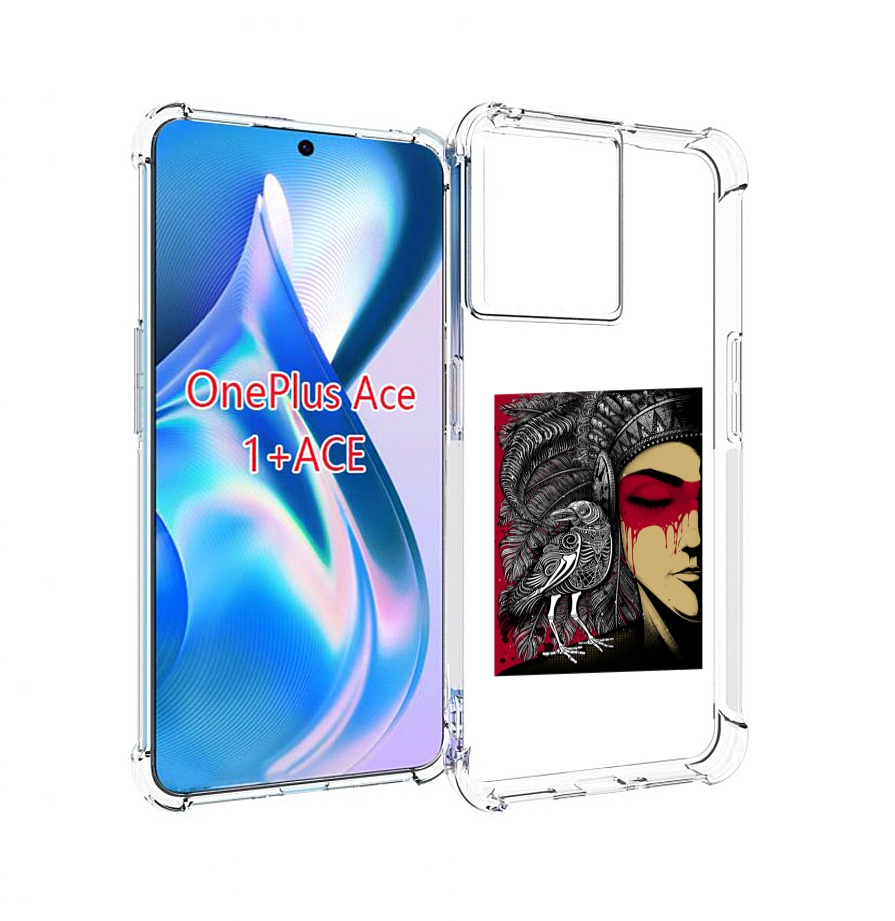 

Чехол MyPads девушка с вороном в абстракции для OnePlus Ace, Прозрачный, Tocco