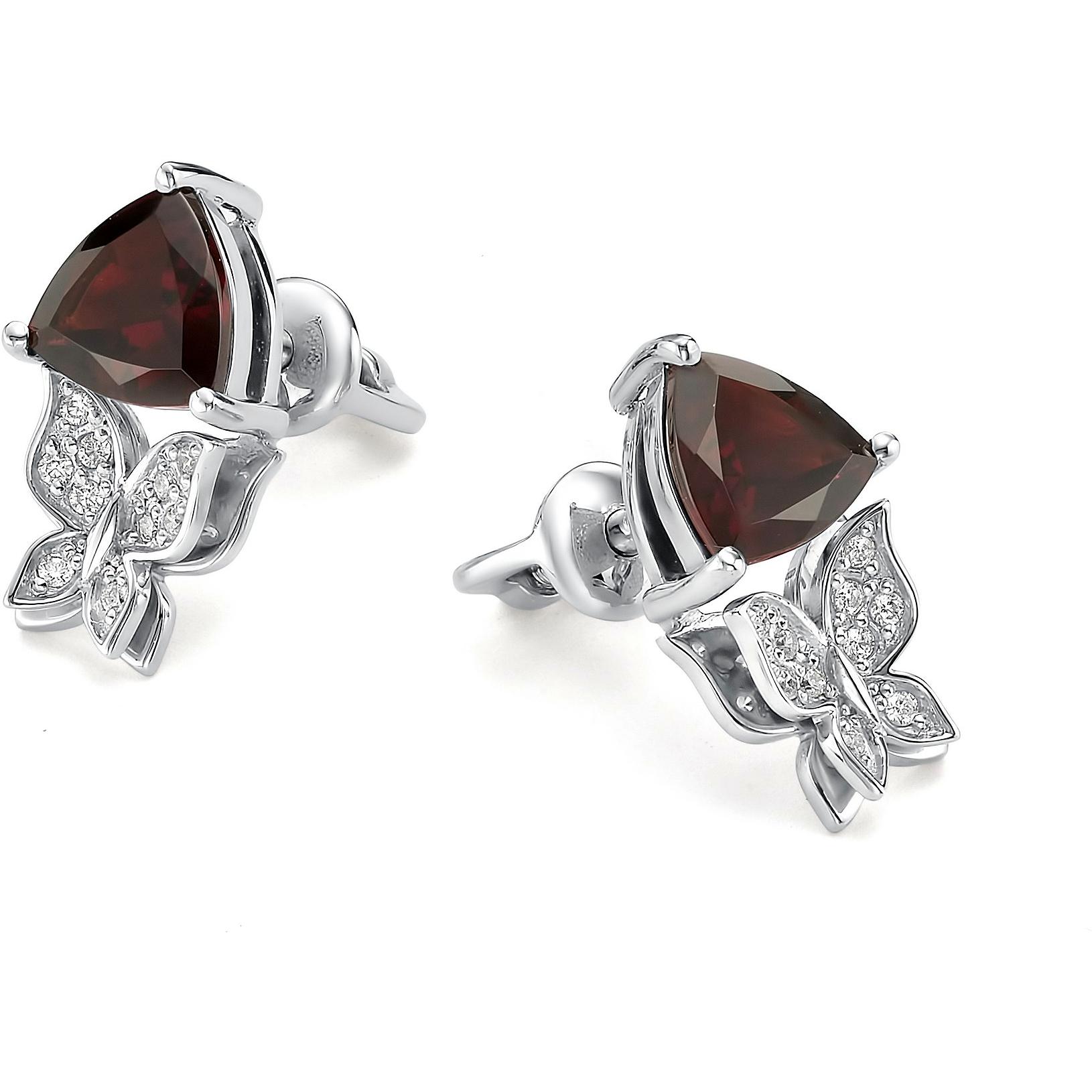 

Серьги-пусеты из серебра АЛЬКОР 02-0465, гранат/фианит, 02-0465