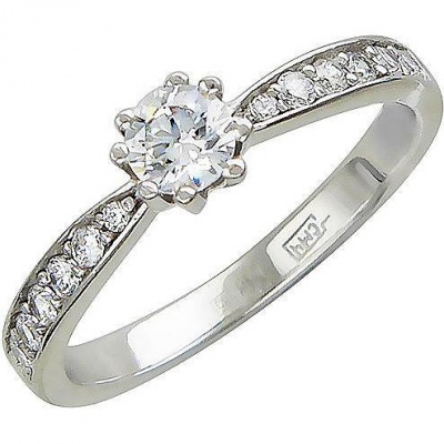 

Кольцо из белого золота с фианитом р. 17,5 Эстет 01К123337, 01К123337