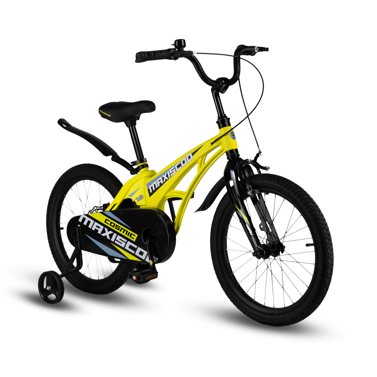 Детский велосипед MAXISCOO Cosmic 18 Стандарт 2024 желтый матовый