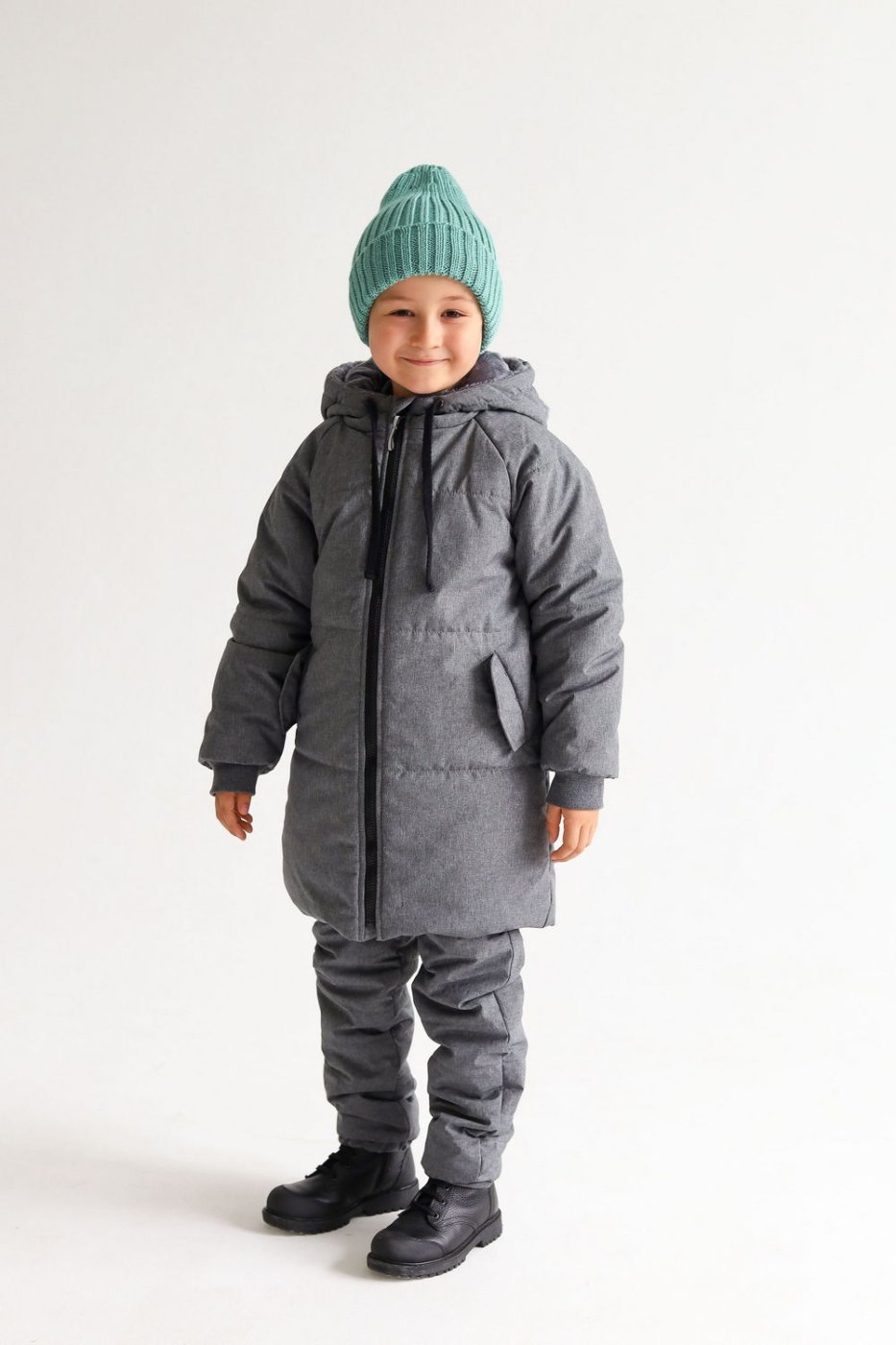 

Пуховик детский Minidino М018, олово, 140, Серый, М018