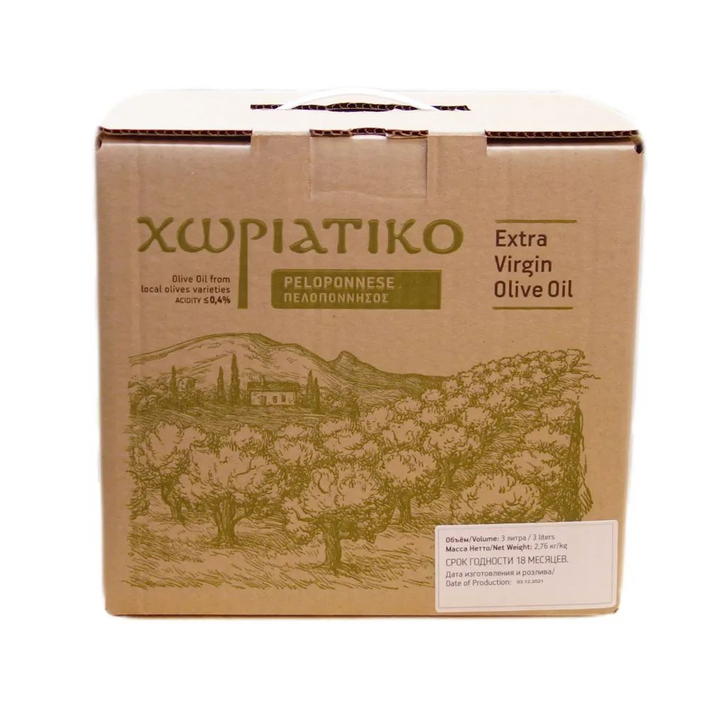 

Оливковое масло ХОРИАТИКО ПЕЛОПОННЕС, Греция, bag-in-box, 3л
