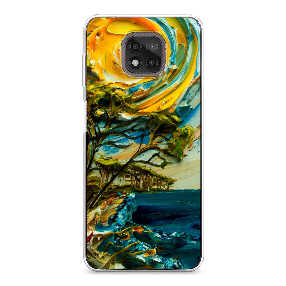 

Чехол на Motorola Moto G Power 2021 "Солнце живопись", Желтый;синий, 242750-4