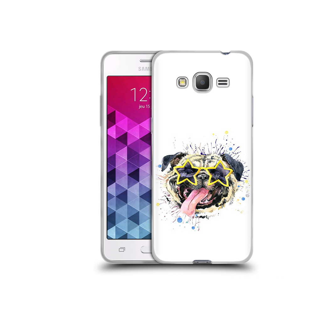 

Чехол MyPads Tocco для Samsung Galaxy Grand Prime мопс боксер, Прозрачный, Tocco