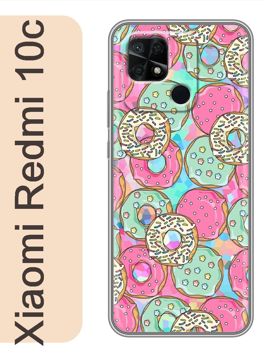 

Чехол на Xiaomi Redmi 10c пончики фон 213, red10cfone