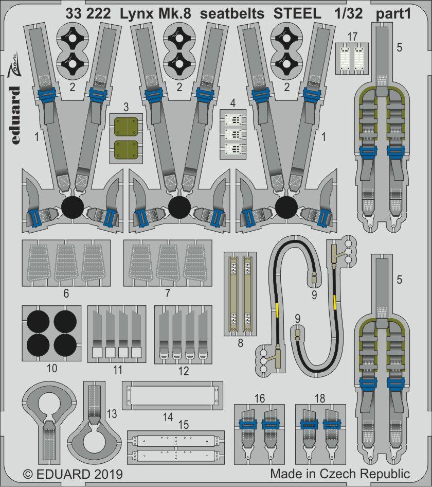 фото Фототравление eduard 1/32 lynx mk.8 стальные ремни