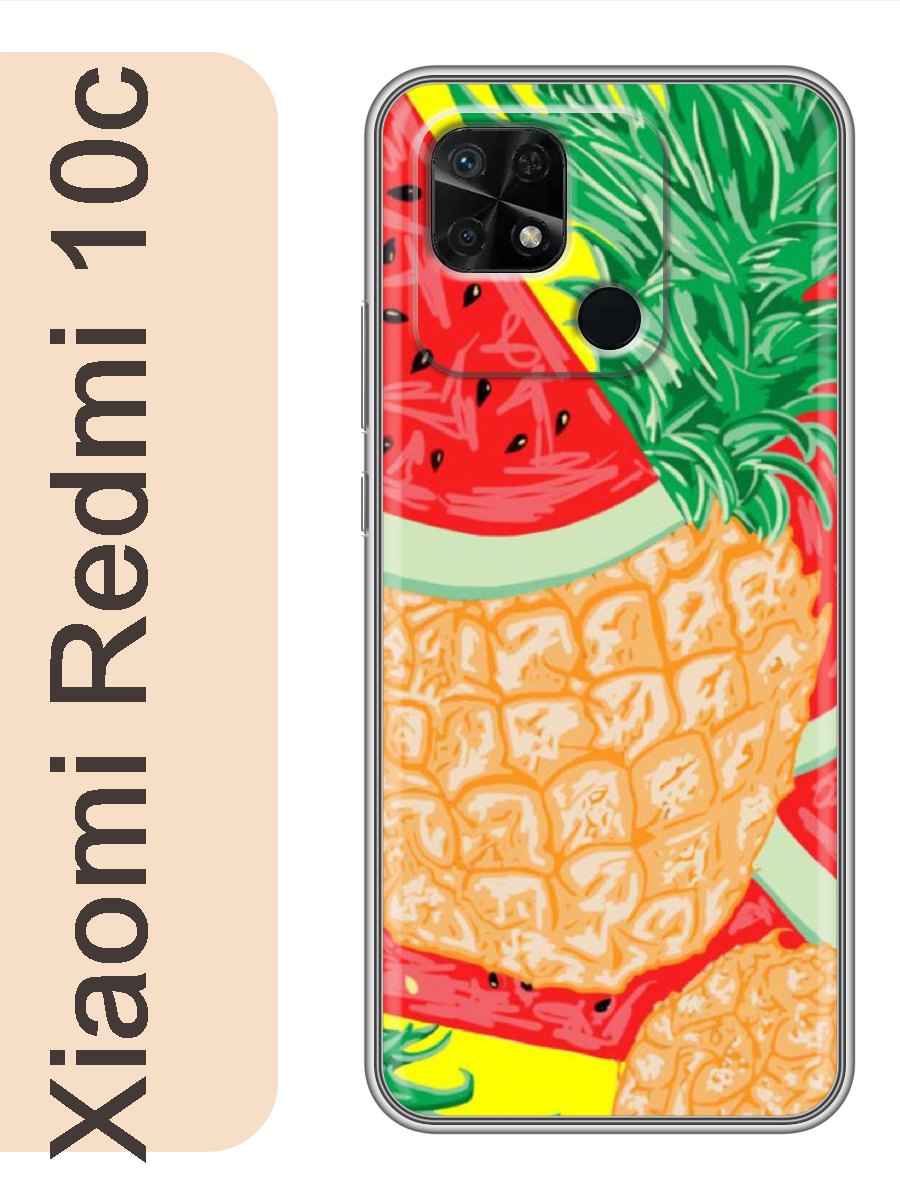 

Чехол на Xiaomi Redmi 10c арбузы ананасы 160, Прозрачный, red10crzne
