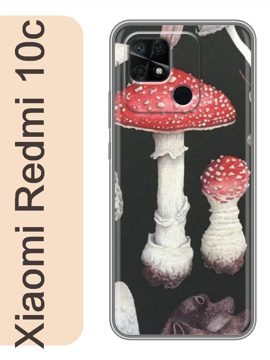 

Чехол на Xiaomi Redmi 10c грибы 154, Прозрачный, red10cfone